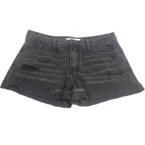 KanCan Black Denim Distressed Shorts Size Medium
